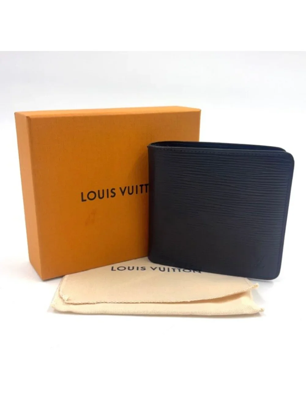 Louis Vuitton Portefeuille Marco NM Epi Noir Leather Black Bifold Wallet Silver